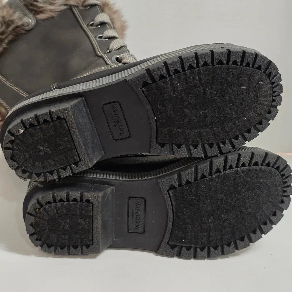 London Fog Kids Insulated Waterproof Winter‎ Snow Boots Faux Fur Lined Sz 13 EUC